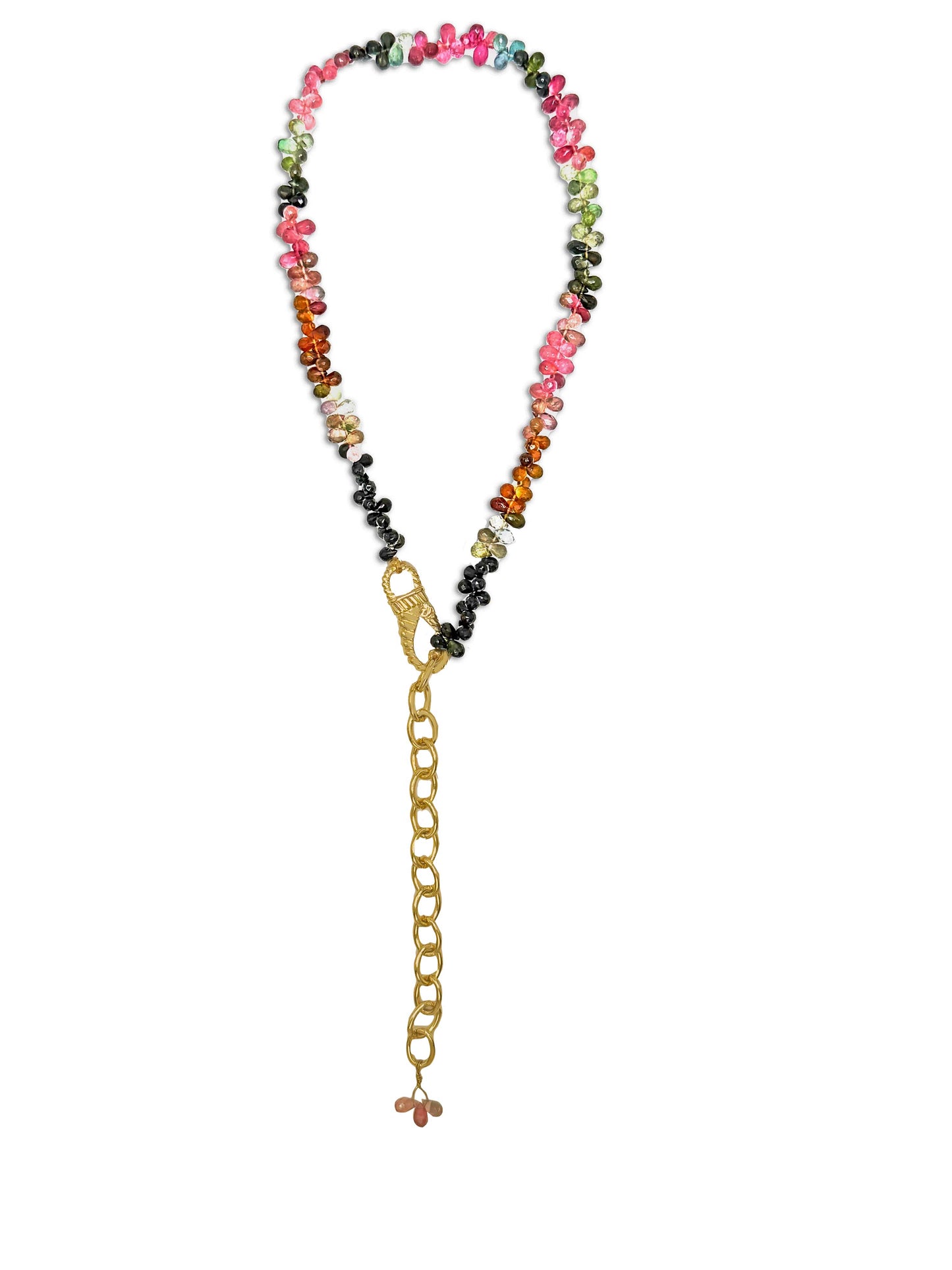 Atelier Tourmaline Gemstone Briolette Lariat Necklace