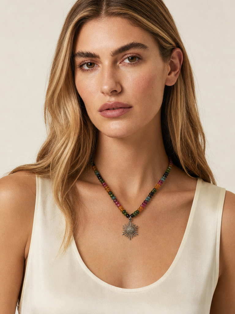 Modern Sunburst Tourmaline Necklace