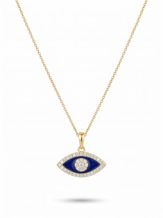 Second Nature Enamel Evil Eye Necklace, Navy
