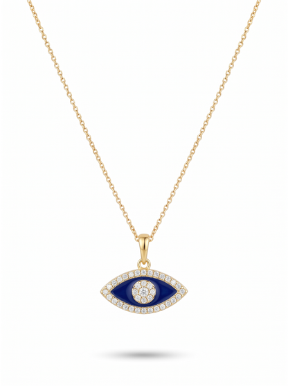 Second Nature Enamel Evil Eye Necklace, Navy
