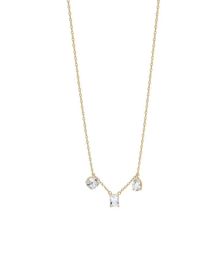 Modern Triple White Topaz Necklace
