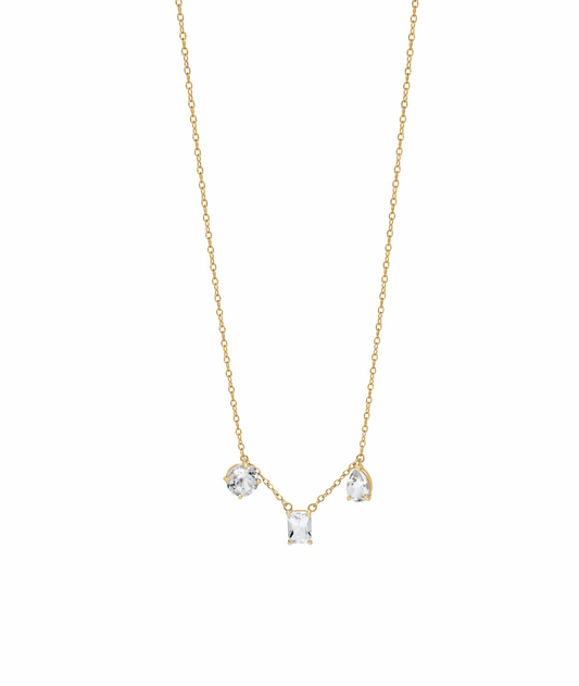 Modern Triple White Topaz Necklace