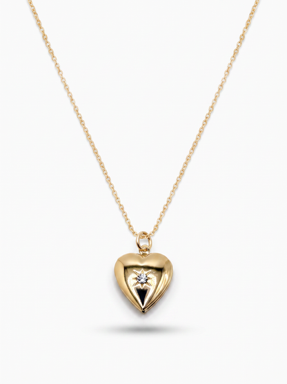 Second Nature Star-Set Heart Locket Necklace