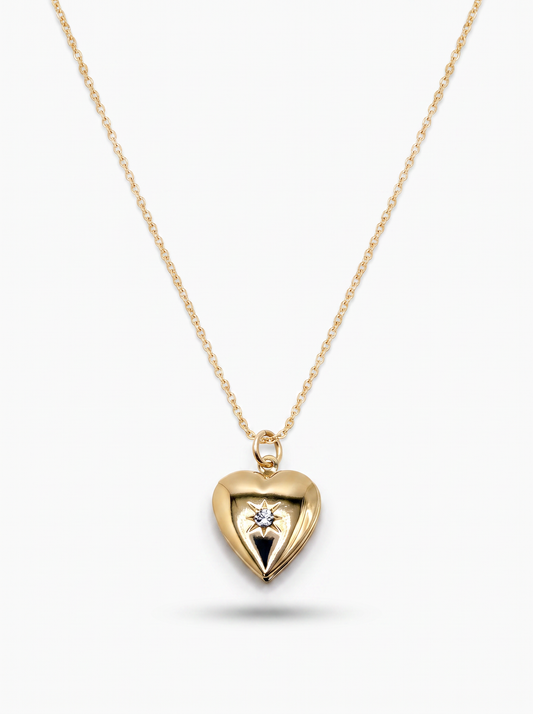 Second Nature Star-Set Heart Locket Necklace