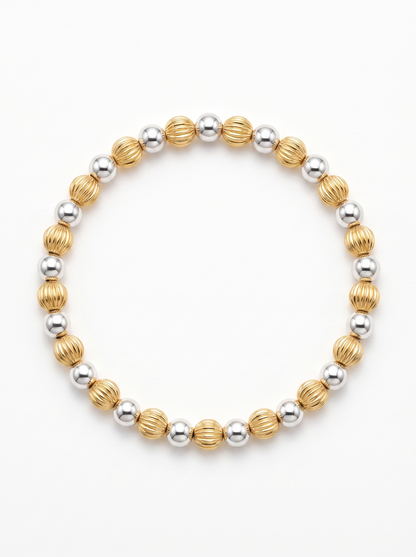 Second Nature Corrugated Gold & Sterling Silver Bead Bracelet