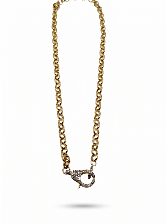 Second Nature Diamond Clasp Rolo Chain Necklace