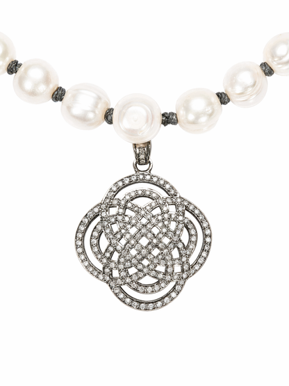 Luminous Celtic Knot Pearl Necklace