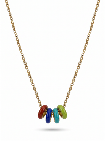 Second Nature Enamel Rondelle Necklace, Multicolor