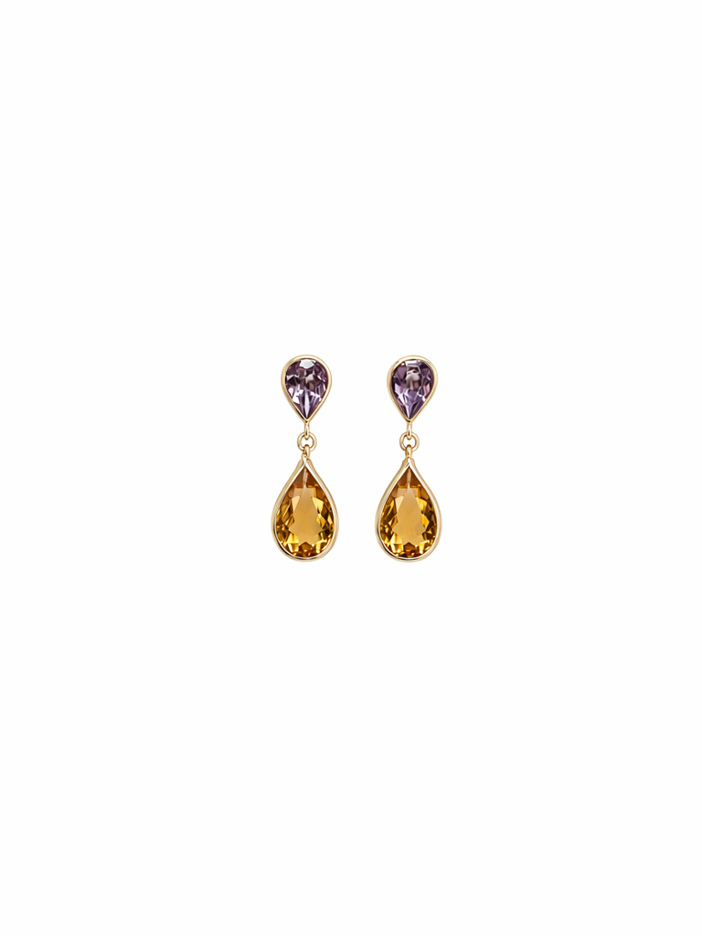 Modern Precious Stone Drop Earrings