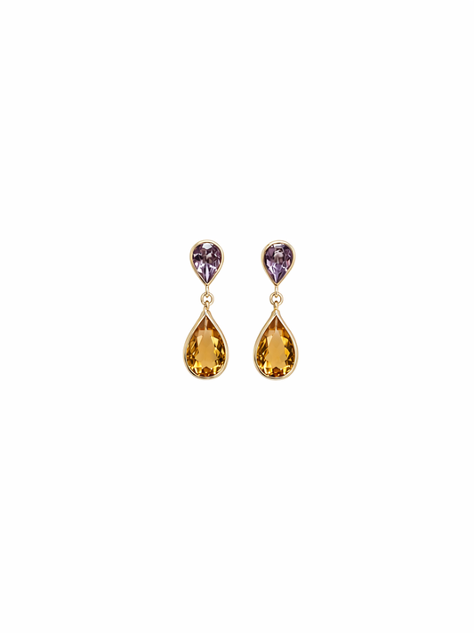 Modern Precious Stone Drop Earrings