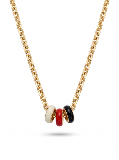Second Nature Enamel Rondelle Necklace, Ivory, Red & Black