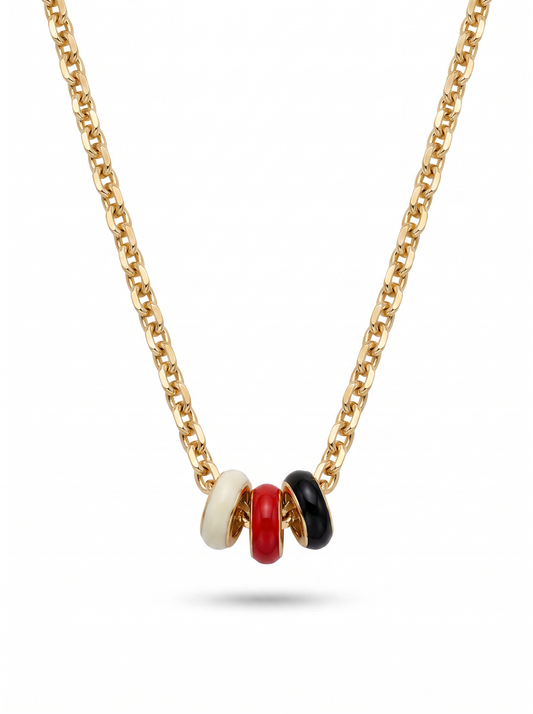 Second Nature Enamel Rondelle Necklace, Ivory, Red & Black