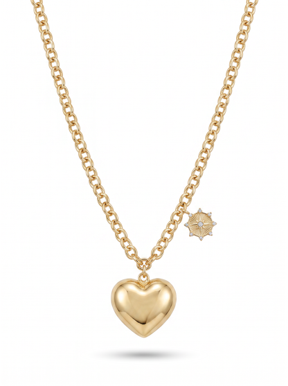 Second Nature Grand Puffy Heart & Star Necklace