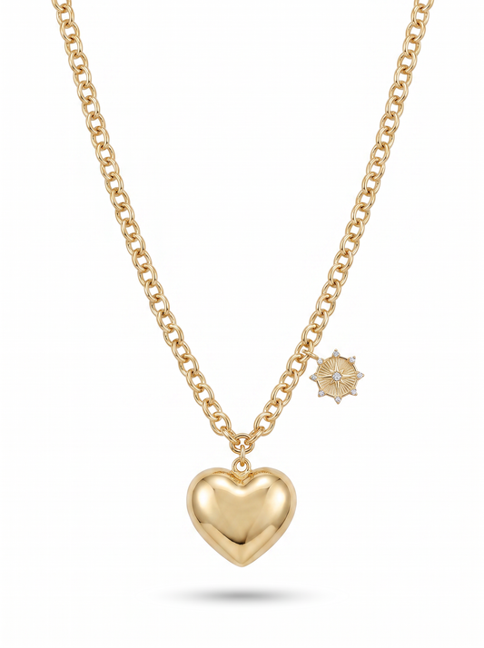 Second Nature Grand Puffy Heart & Star Necklace