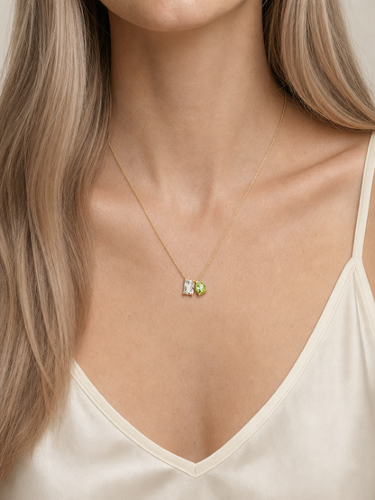Modern Topaz and Peridot Necklace