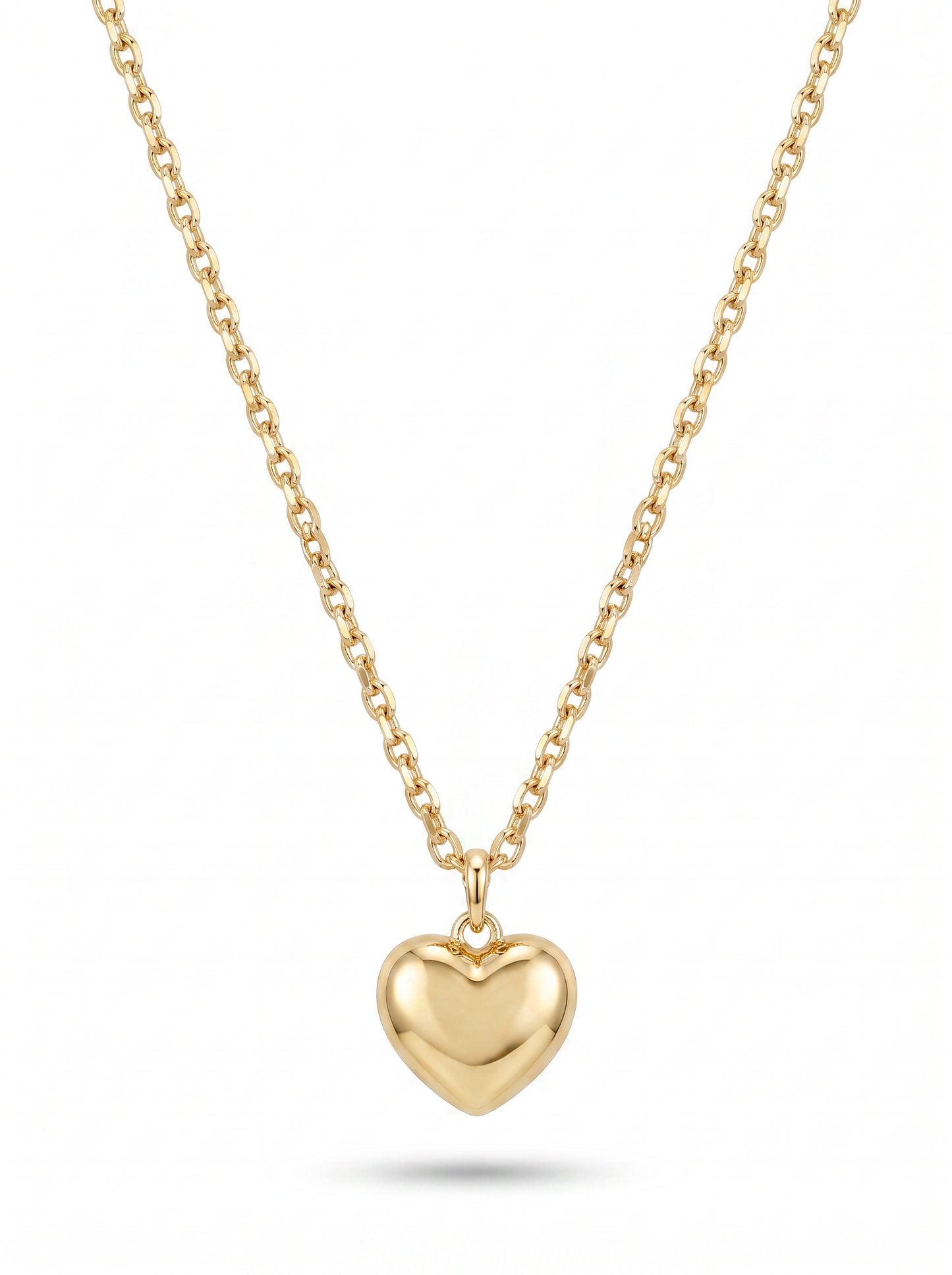 Second Nature Puffy Heart Necklace, Chunky Belcher Chain
