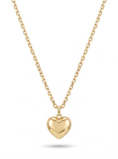 Second Nature Puffy Heart Necklace, Chunky Belcher Chain