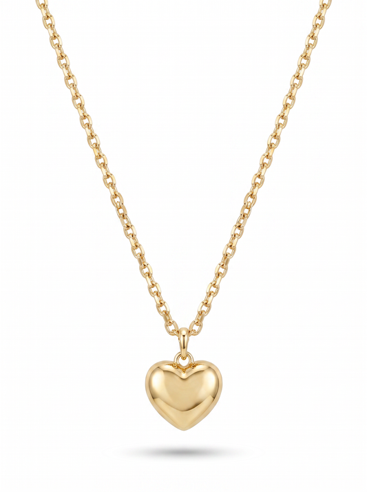 Second Nature Puffy Heart Necklace, Chunky Belcher Chain