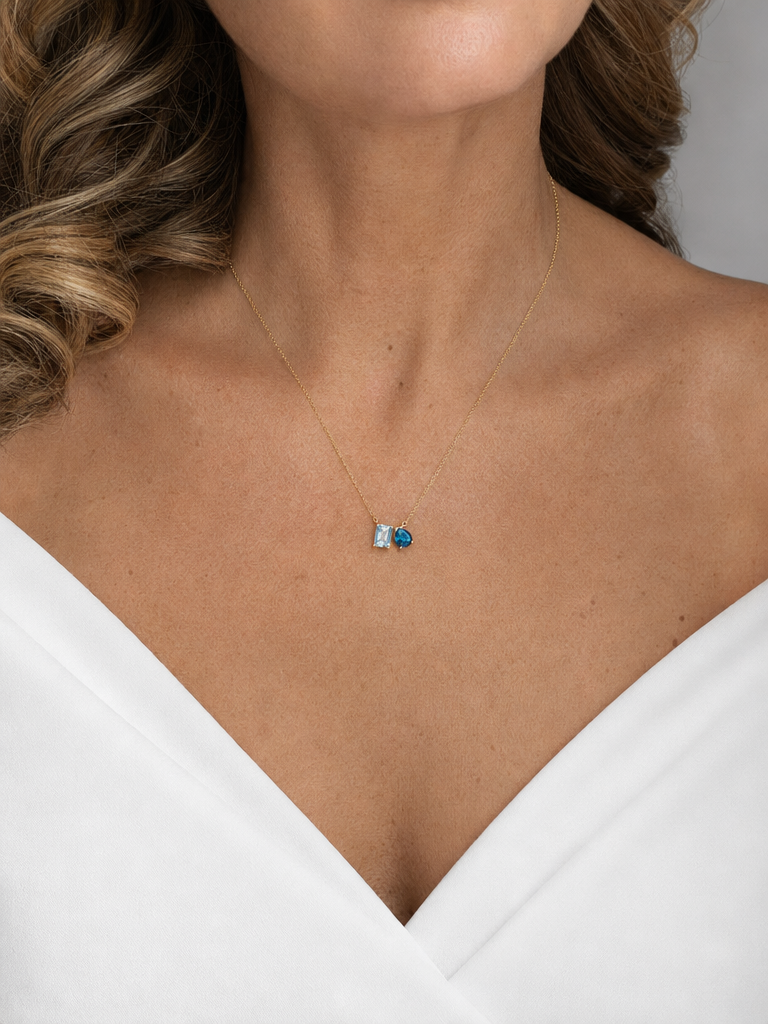 Modern Blue Topaz Necklace
