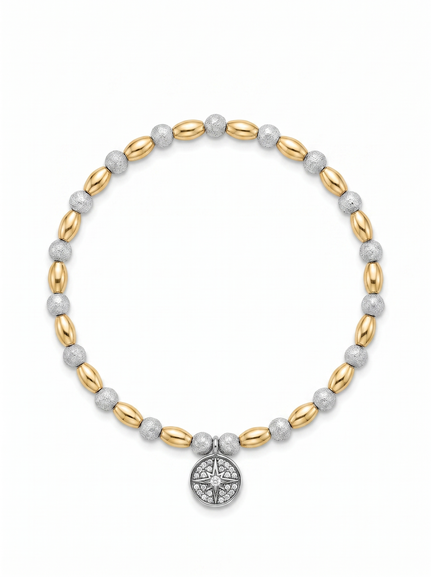 Second Nature Mixed Metal Bead Bracelet with Diamond Star