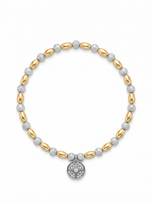 Second Nature Mixed Metal Bead Bracelet with Diamond Star