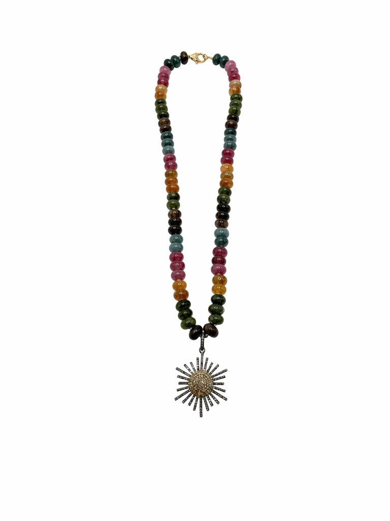 Modern Sunburst Tourmaline Necklace