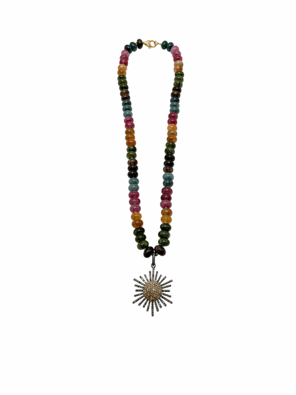 Modern Sunburst Tourmaline Necklace