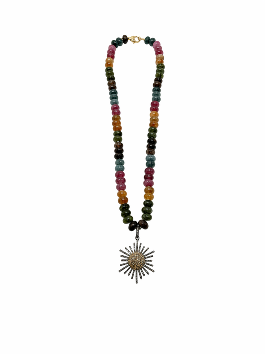 Modern Sunburst Tourmaline Necklace