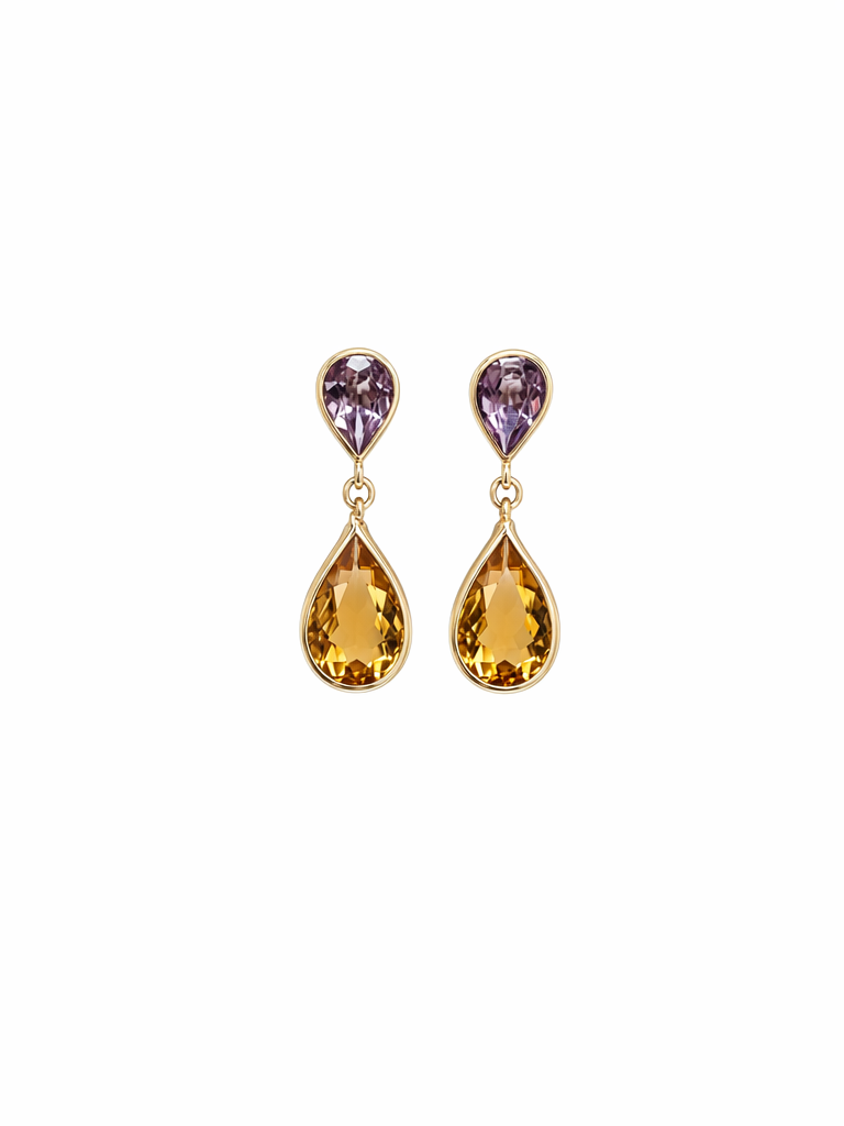Modern Precious Stone Drop Earrings