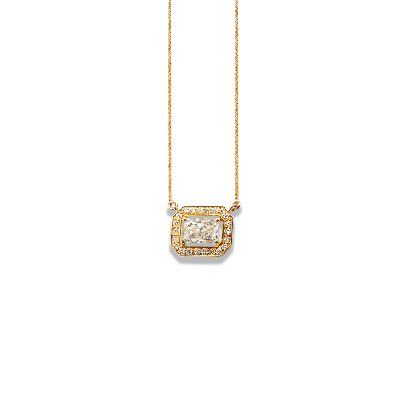 Reserve Step Halo™  Diamond Rectangle Necklace