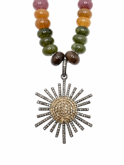 Modern Sunburst Tourmaline Necklace