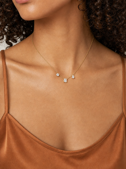 Modern Triple White Topaz Necklace
