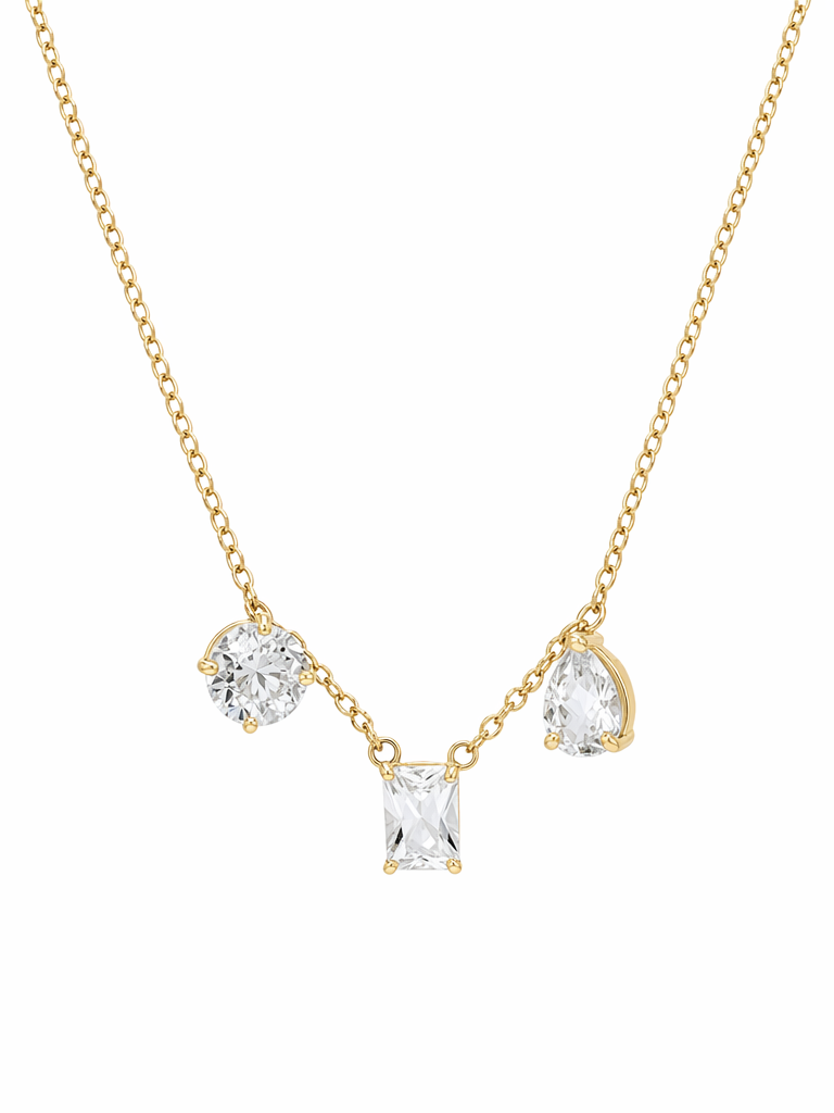 Modern Triple White Topaz Necklace