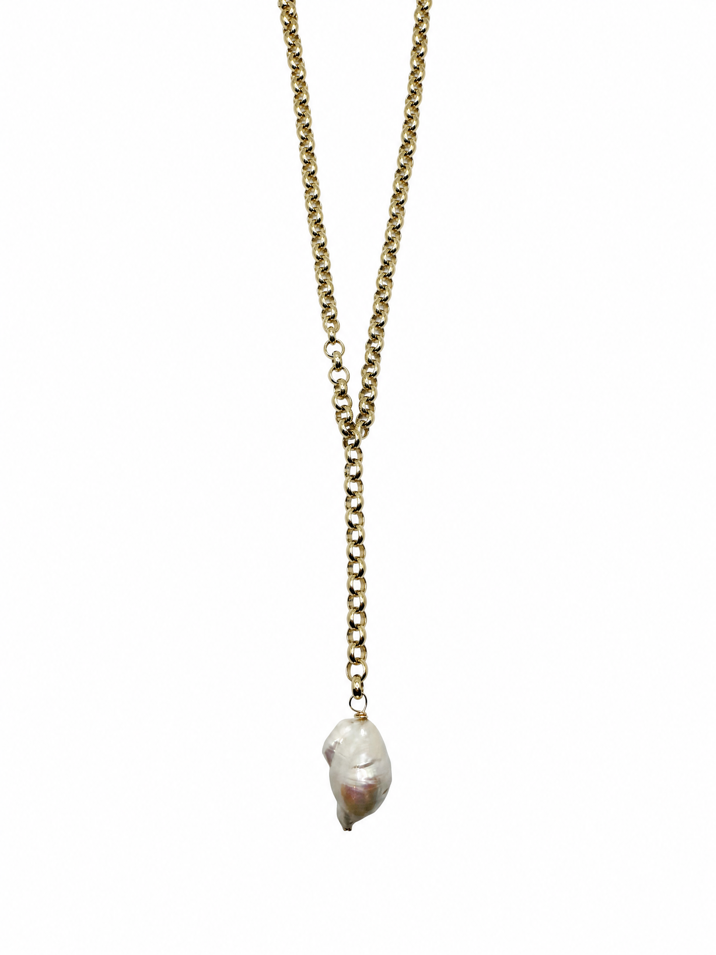 Luminous Baroque Pearl Y Necklace