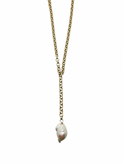 Luminous Baroque Pearl Y Necklace