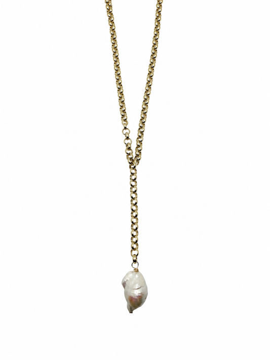 Luminous Baroque Pearl Y Necklace