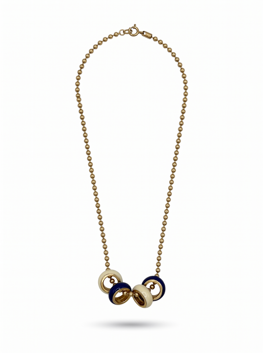 Second Nature Enamel Rondelle Necklace, Cream & Navy