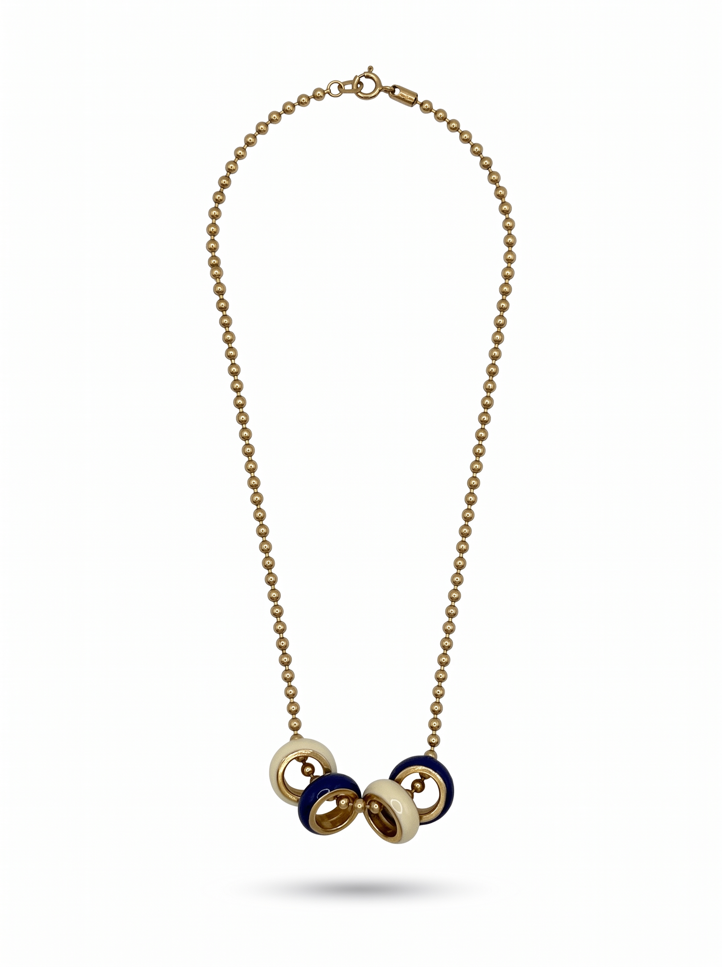 Second Nature Enamel Rondelle Necklace, Cream & Navy