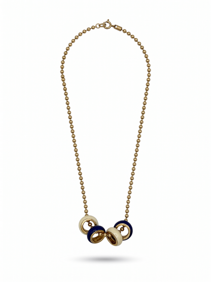 Second Nature Enamel Rondelle Necklace, Cream & Navy