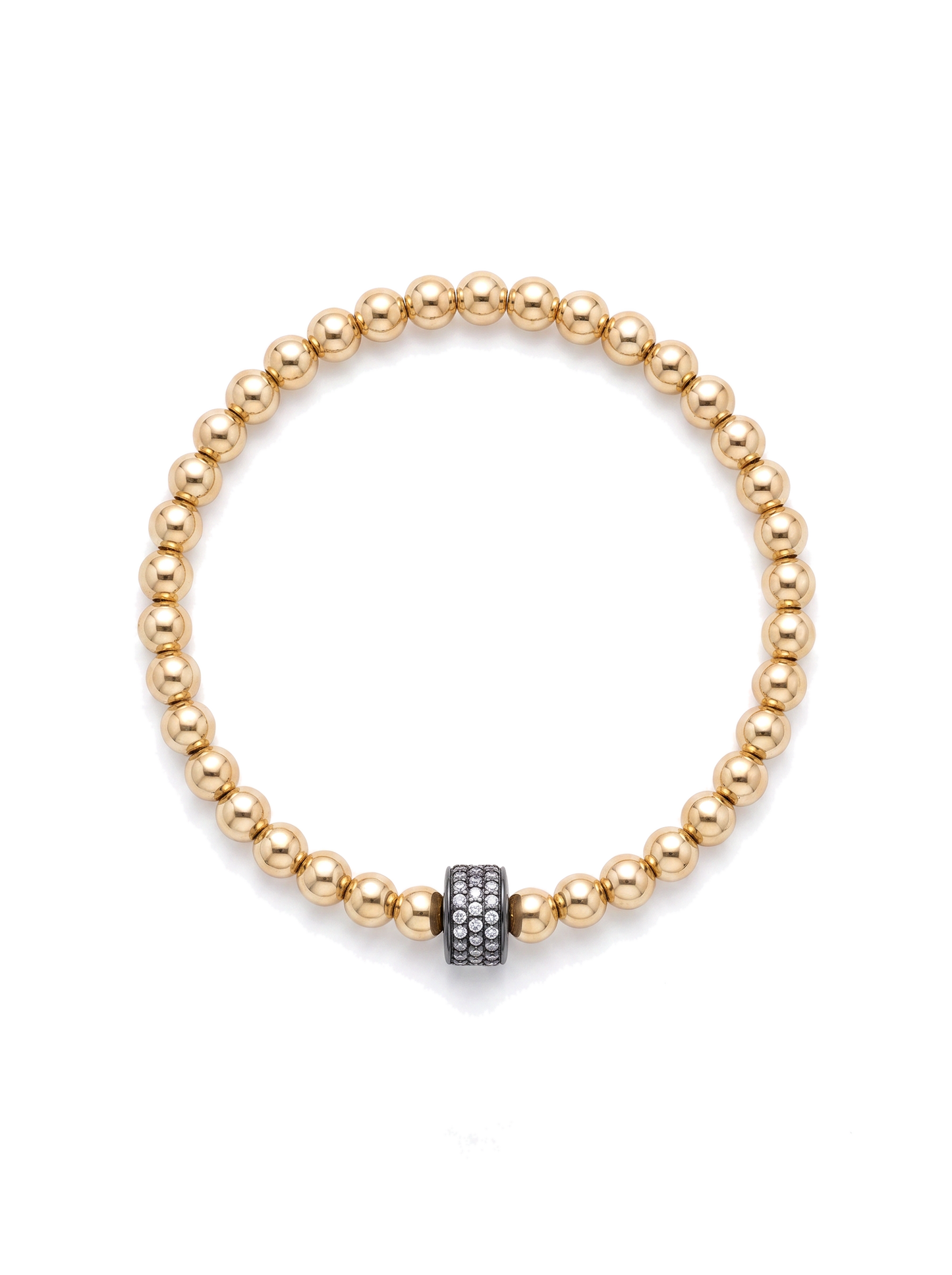 Second Nature Gold Bead Bracelet with Diamond Rondelle