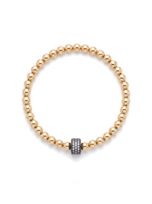 Second Nature Gold Bead Bracelet with Diamond Rondelle