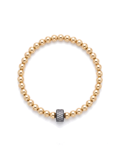 Second Nature Gold Bead Bracelet with Diamond Rondelle
