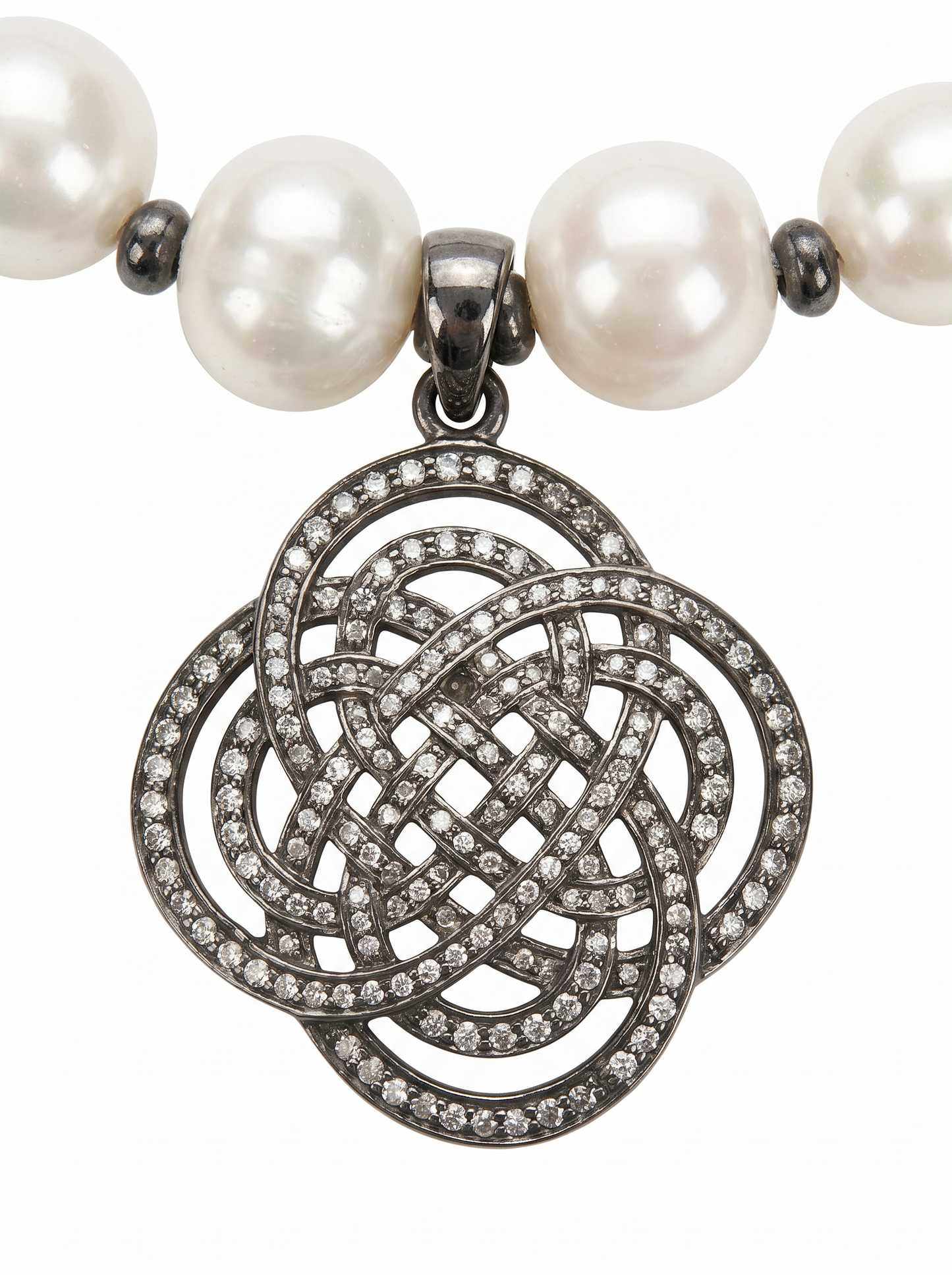 Luminous Celtic Knot Pearl Necklace