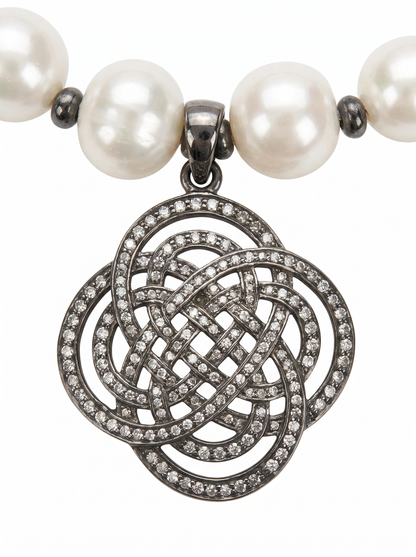 Luminous Celtic Knot Pearl Necklace