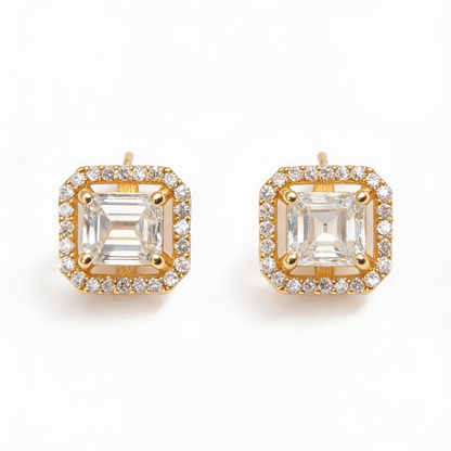 Reserve Step Halo™ Diamond Rectangle Studs