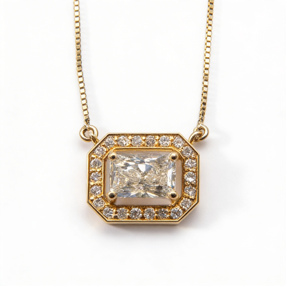 Reserve Step Halo™  Diamond Rectangle Necklace