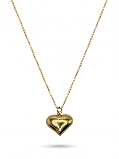 Second Nature Puffy Heart Necklace, Box Chain