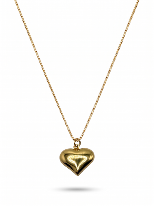 Second Nature Puffy Heart Necklace, Box Chain