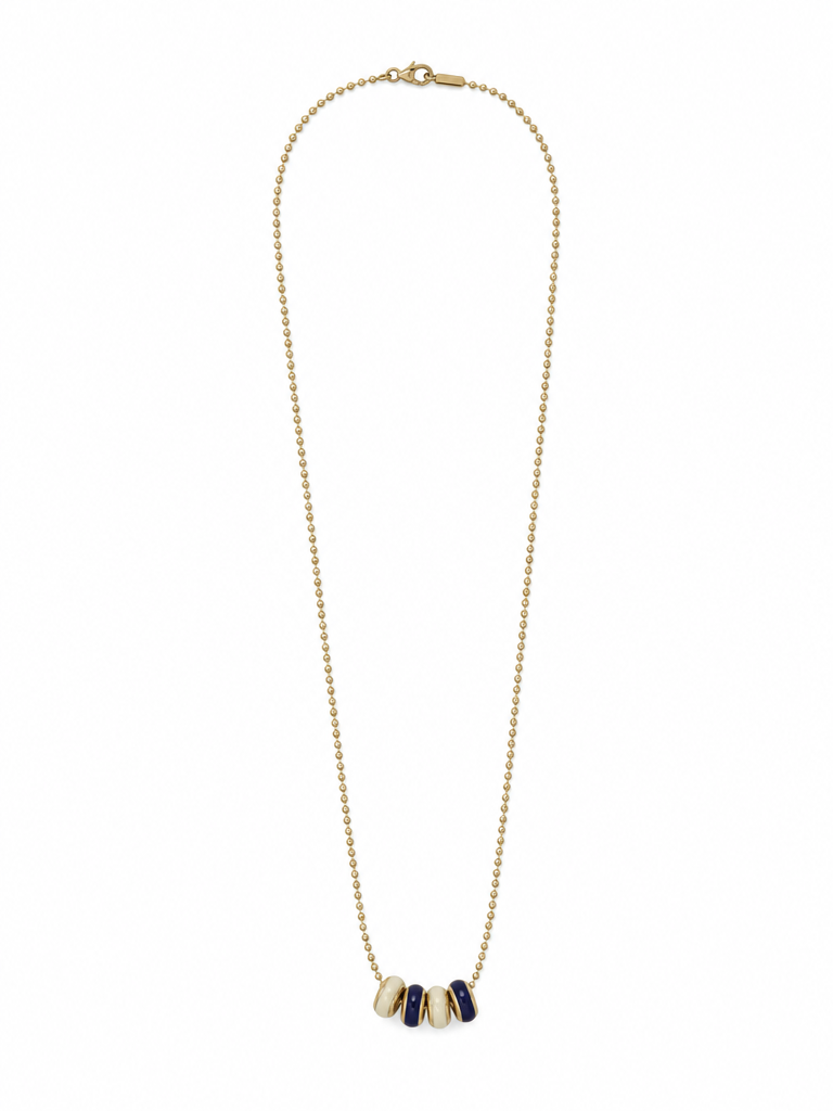 Second Nature Petite Enamel Rondelle Necklace, Navy & White