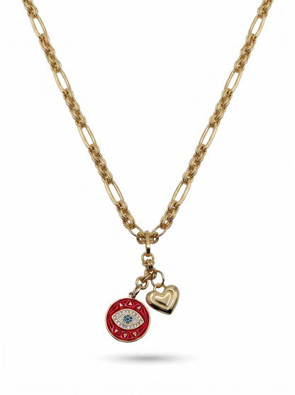 Second Nature Evil Eye & Heart Charm Necklace
